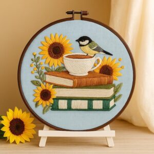 Books and Sunflowers Embroidery Kit
