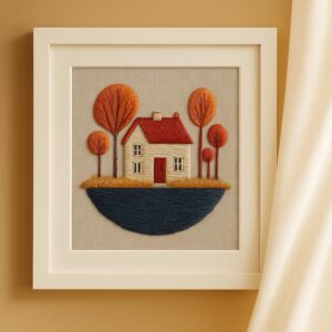 Fall Cottage Embroidery Kit for Beginners