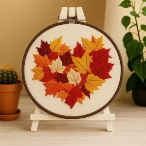 Autumn Leaves Heart Embroidery Kit
