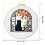 Autumn Window Black Cat Embroidery Kit