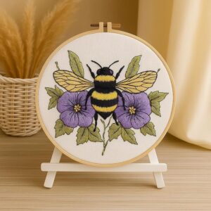 Bee & Violet Flowers Embroidery Kit