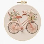 Pink Flower Bicycle Embroidery Kit
