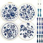Blue Floral Embroidery Kit