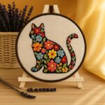 Floral Cat Embroidery Kit
