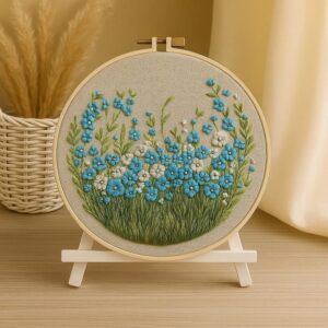 Blue & White Wildflowers Embroidery Kit