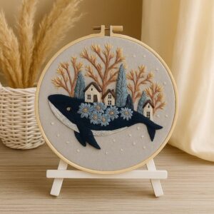 Whale & Fantasy Village Embroidery Kit