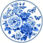 Blue Peony & Butterfly Cross Stitch Kit