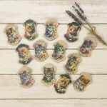 Wooden Flower Cat Thread Bobbins