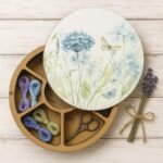 Floral Wooden Thread Organizer with Magnetic Lid