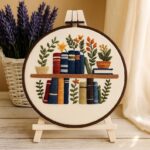 Bookshelf with Flowers Embroidery Kit