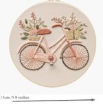 Pink Flower Bicycle Embroidery Kit
