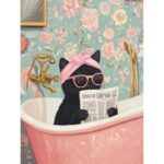 Black Cat in Bath Cross Stitch Kit