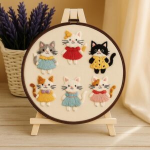 Cute Cats Embroidery Kit for Beginners