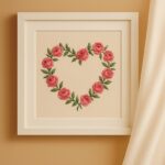 Pink Rose Heart Wreath Embroidery Kit