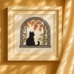 Autumn Window Black Cat Embroidery Kit