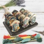 Wooden Flower Cat Thread Bobbins