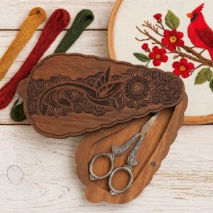 Engraved Floral Magnetic Scissors Case