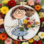Girl with Wildflowers Embroidery Kit