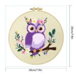 Purple Owl Floral Embroidery Kit