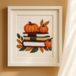 Autumn Pumpkin & Book Stack Embroidery Kit