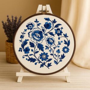 Blue Floral Embroidery Kit