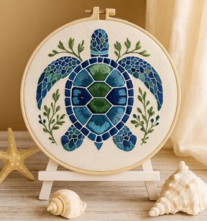 Blue Sea Turtle Embroidery Kit