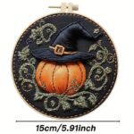 Halloween Pumpkin Witch Hat Embroidery Kit