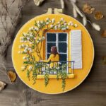 Girl on Balcony Embroidery Kit for Beginners