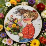 Girl with Wildflowers Embroidery Kit