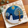 Moonlit Snowman Scene