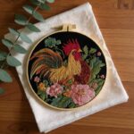 Rooster Floral Embroidery Kit