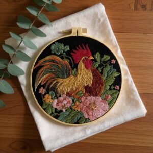 Rooster Floral Embroidery Kit