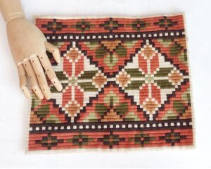 Scandinavian Folk Art Crewel Embroidery Panel