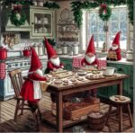 Nordic Gnomes Baking Cookies Ceramic Trivet