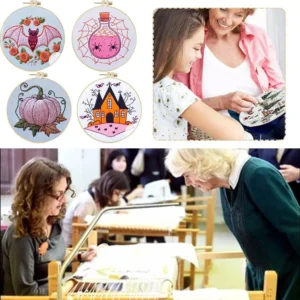 Halloween Embroidery Kit with Spider & Bat Pattern