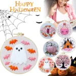 Halloween Embroidery Kit with Spider & Bat Pattern